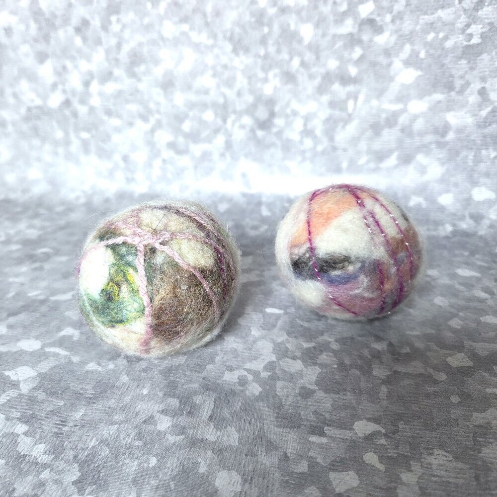 NWOT Hand Felted Wool Cat Toys with Bells - Set Of 2